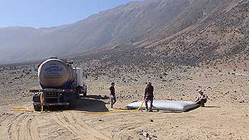 Delivery of 8000 l water to the experimental site