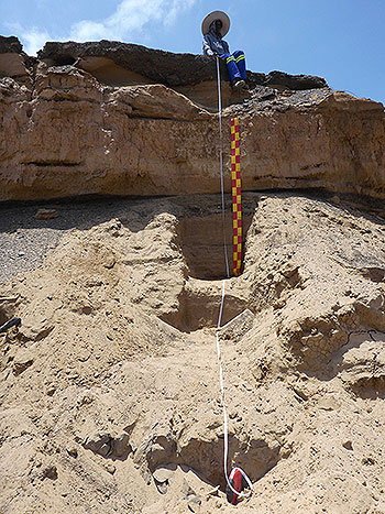 Sediment section measured using tape measures