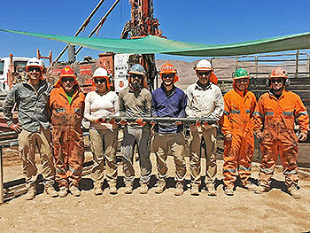 Crew with the lowermost core of Hole 1B (174 m depth).