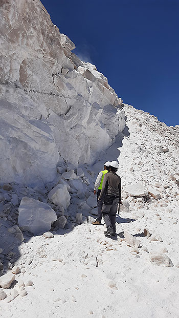 Halite outcrop at the Bahia Blanca Halite Mine.